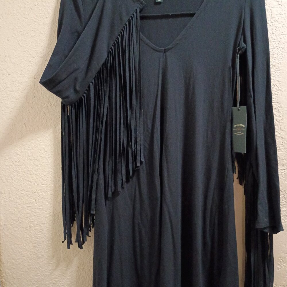 BootBarn Idylwind BrandNew with Tags black fringe long sleeve dress Size Medium